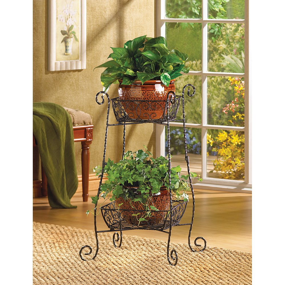 Wire basket plant stand